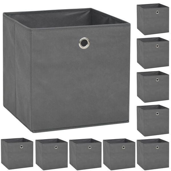 vidaXL Cajas de almacenaje 10 uds textil no tejido 32x32x32 cm gris