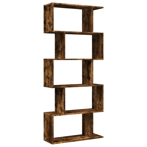 vidaXL Librer&iacute;a divisora 5 niveles madera roble ahumado 70x24x161 cm