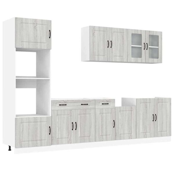vidaXL Mueble cocina Kalmar sonoma gris 7 pzas madera contrachapada
