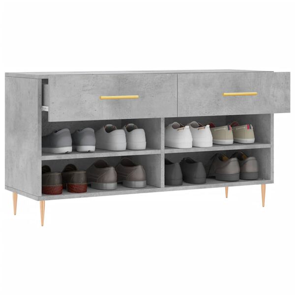 vidaXL Banco zapatero madera de ingeniería gris hormigón 102x35x55 cm