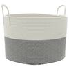 vidaXL Cesta de almacenaje algod&oacute;n gris y blanco &Oslash;51x33 cm