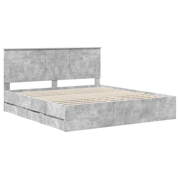 vidaXL Estructura de cama Gris Concreto 200 x 200 cm Madera Ingenieril
