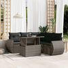 vidaXL Set de muebles de jard&iacute;n 6 pzas y cojines rat&aacute;n sint&eacute;tico gris