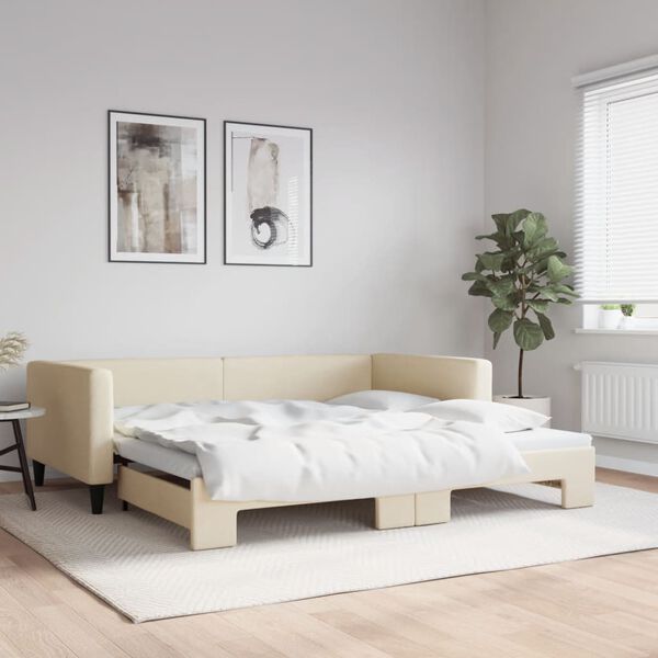 vidaXL Sof&aacute; cama nido tela crema 100x200 cm