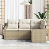 vidaXL Conjunto de sof&aacute; de jard&iacute;n 4 pcs Beige rat&aacute;n sint&eacute;tico