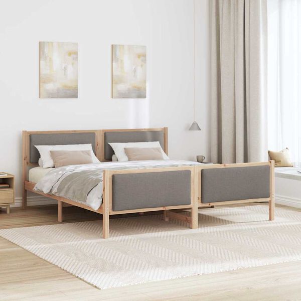 vidaXL Estructura de cama con cabecera Taup&eacute; 180 x 200 cm tela