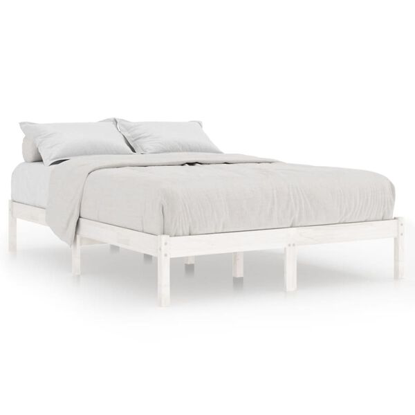 vidaXL Estructura de cama sin colch&oacute;n madera maciza blanco 120x200 cm
