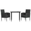 vidaXL Juego de comedor para jard&iacute;n 3 piezas rat&aacute;n sint&eacute;tico y acero