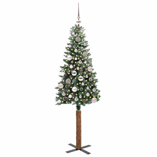 vidaXL Árbol de Navidad Delgado con 150 LED con soporte Verde 150 cm