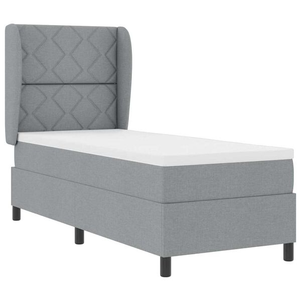 vidaXL Cama tipo Box Spring con colch&oacute;n Gris claro 80 x 200 cm tela
