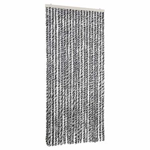 vidaXL Cortina antimoscas chenilla gris negro y blanco 90x200 cm