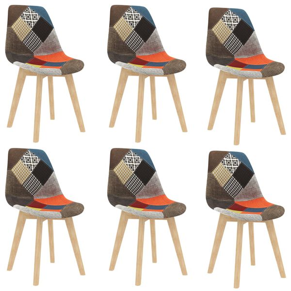 vidaXL Sillas de comedor 6 unidades tela Patchwork multicolor