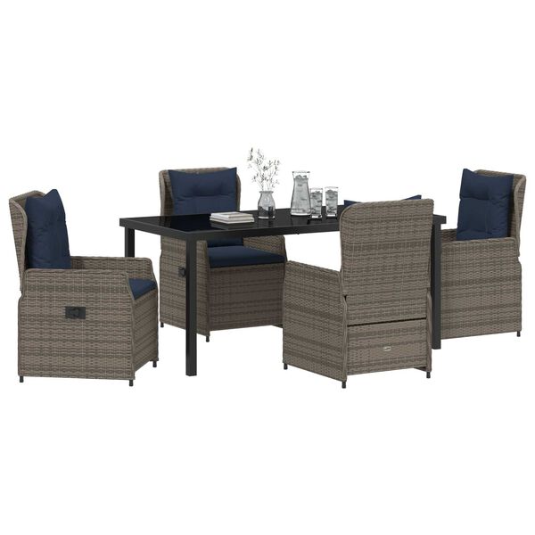 vidaXL Conjunto de Comedor de Jard&iacute;n 5 pcs Gris Polirat&aacute;n