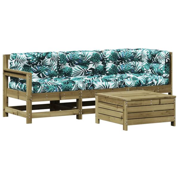 vidaXL Juego de muebles jard&iacute;n 4 pzas y cojines madera pino impregnada