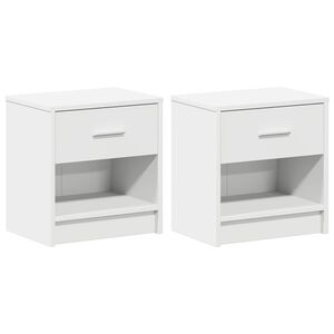 vidaXL Mesitas de noche (2 unidades) con caj&oacute;n, color blanco, 39x28x41 cm
