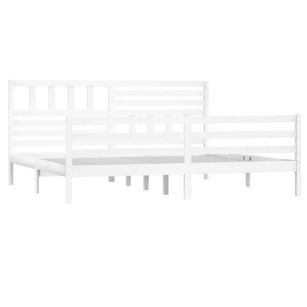 vidaXL Estructura cama de madera maciza blanca super king 180x200 cm
