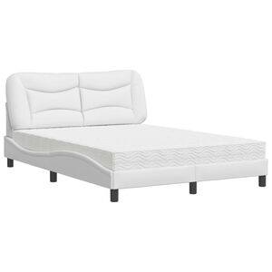 vidaXL Cama con colch&oacute;n Hvar cuero sint&eacute;tico blanco 120x200 cm