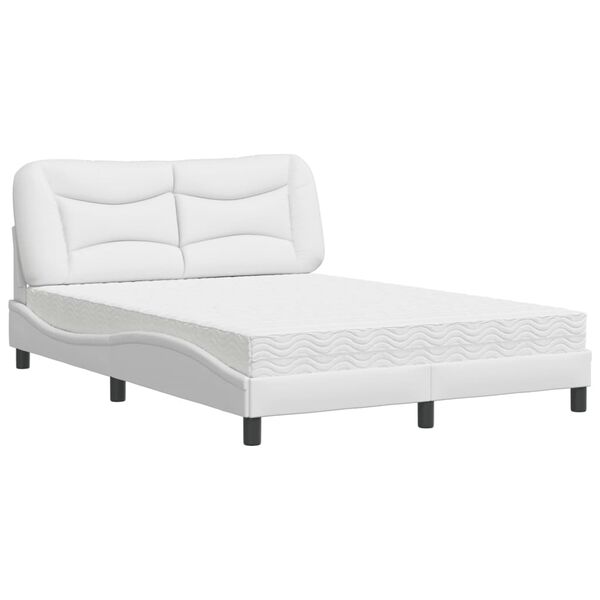 vidaXL Cama con colchón Hvar cuero sintético blanco 120x200 cm
