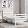 vidaXL Estructura de cama con cabecero madera maciza blanco