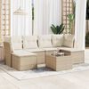 vidaXL Set sof&aacute;s de jard&iacute;n 7 piezas y cojines rat&aacute;n sint&eacute;tico beige