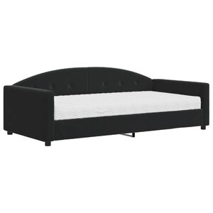 vidaXL Sof&aacute; cama con colch&oacute;n terciopelo negro 100x200 cm