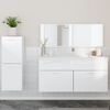 vidaXL Set muebles de ba&ntilde;o 3 piezas madera contrachapada blanco brillo