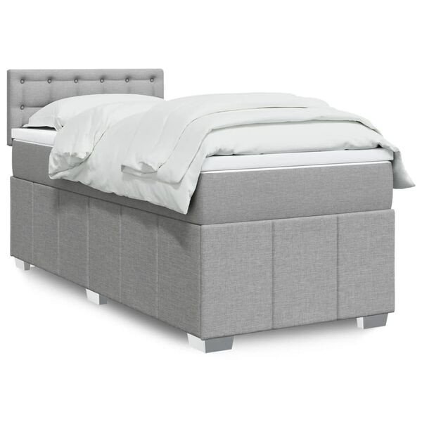 vidaXL Cama box spring con colch&oacute;n tela gris claro 80x200 cm