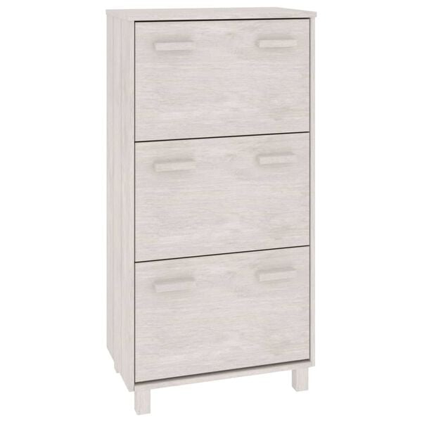 vidaXL Zapatero HAMAR madera maciza de pino blanca 59,5x35x117 cm
