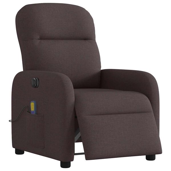 vidaXL Sill&oacute;n reclinable de masaje el&eacute;ctrico tela marr&oacute;n oscuro