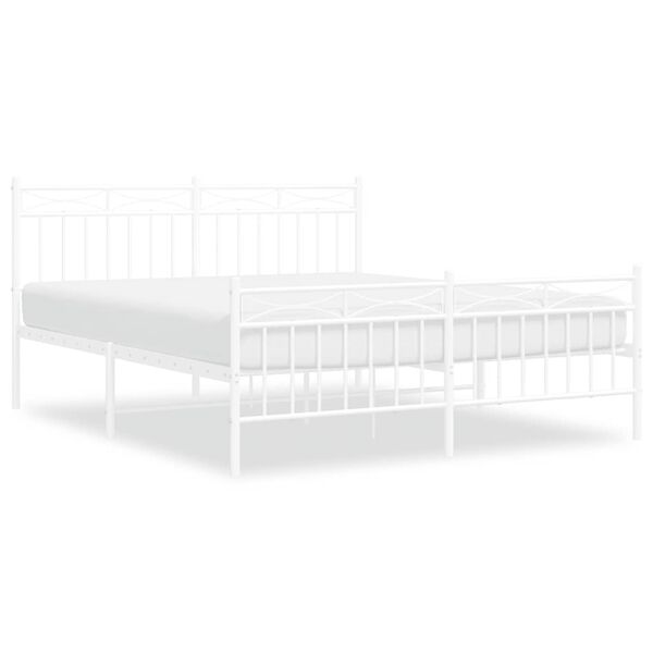 vidaXL Estructura cama sin colch&oacute;n con estribo metal blanco 150x200 cm