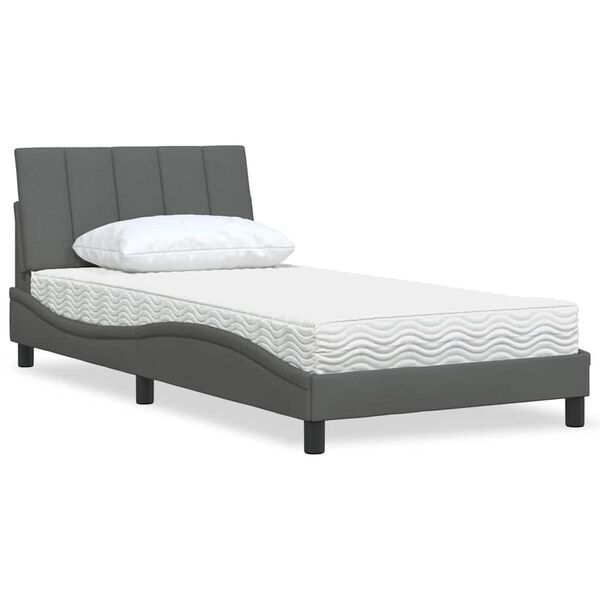 vidaXL Cama con colch&oacute;n Hanko tela gris oscuro 100x200 cm