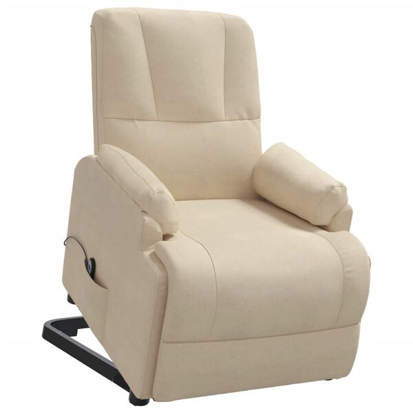 vidaXL Sill&oacute;n reclinable elevador de piel de ante blanco crema