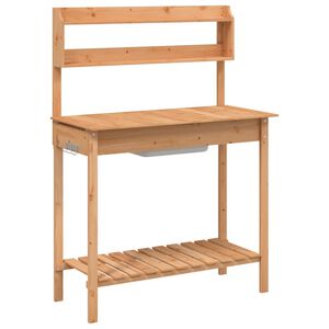 vidaXL Mesa para macetas con fregadero madera abeto 147,5x44x139,5 cm