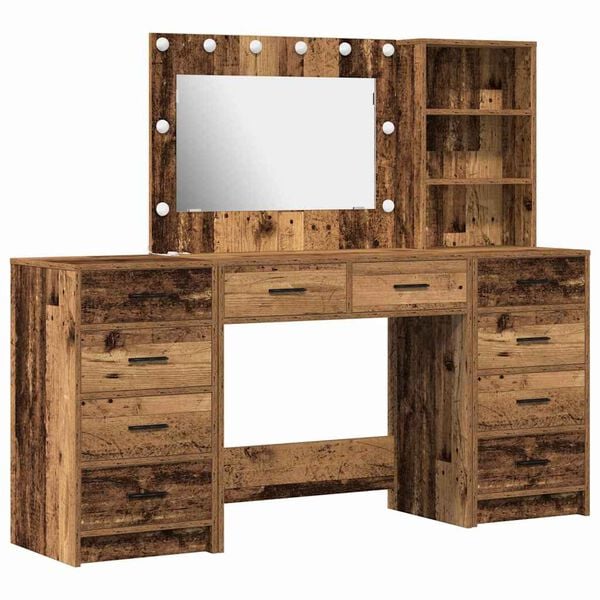 vidaXL Mesa de tocador con caj&oacute;n 3 pcs Marr&oacute;n 40 x 41 x 135 cm