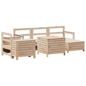 vidaXL Juego de sof&aacute;s de jard&iacute;n 7 piezas madera maciza de pino