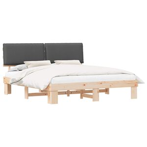 vidaXL Estructura de Cama con Cabecera Tapizada Gris oscuro