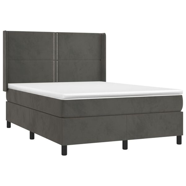 vidaXL Cama box spring con colch&oacute;n terciopelo gris oscuro 140x200 cm