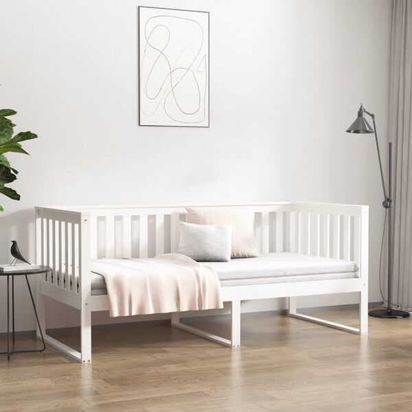 vidaXL Sofá cama sin colchón madera maciza de pino blanco 90x200 cm