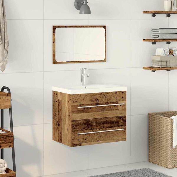 vidaXL Gabinete de Lavabo para Baño con cajón 2 pcs Madera Vieja