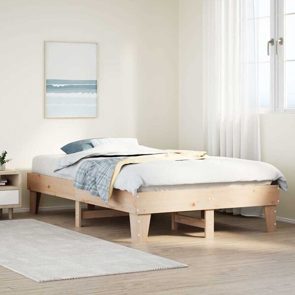 vidaXL Estructura de cama sin colch&oacute;n madera de pino maciza 120x200 cm