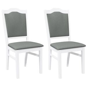 vidaXL Sillas de comedor con cojines 2uds blancas madera maciza caucho