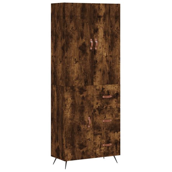 vidaXL Aparador alto madera contrachapada roble ahumado 69,5x34x180 cm