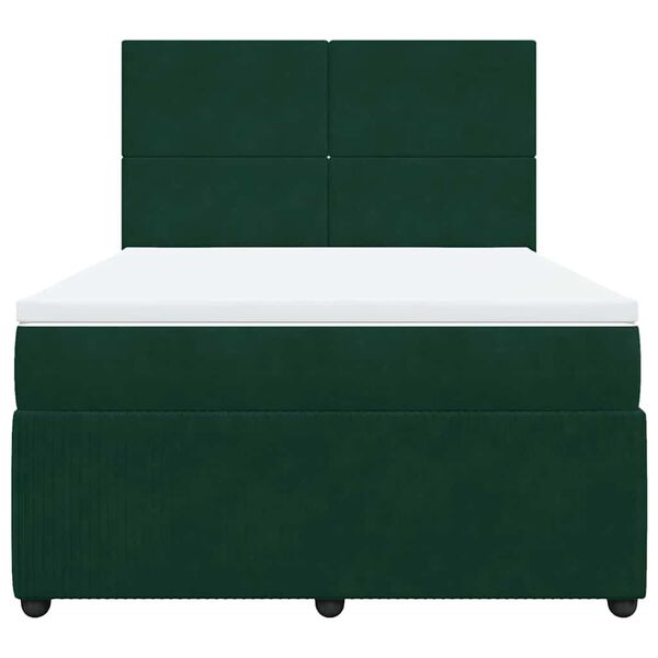 vidaXL Cama box spring con colch&oacute;n terciopelo verde oscuro 140x200 cm