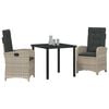 vidaXL Conjunto de Comedor de Jard&iacute;n 3 pcs Gris Claro rat&aacute;n sint&eacute;tico