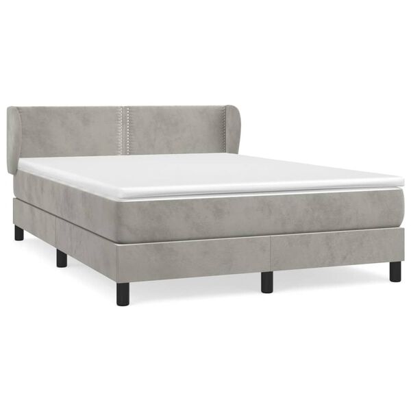 vidaXL Cama box spring con colch&oacute;n terciopelo gris claro 140x190 cm