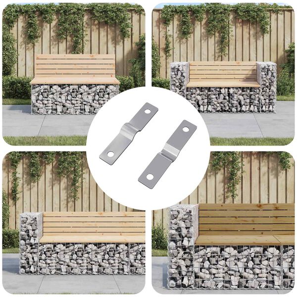 vidaXL Placa de Impacto 2 pcs Plateado 50 x 10 x 1,2 mm Hierro