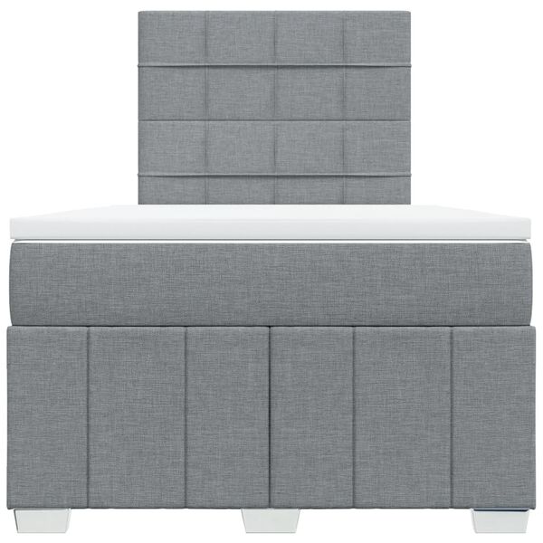 vidaXL Cama box spring con colch&oacute;n tela gris claro 120x190 cm