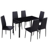 vidaXL Conjunto de mesa de comedor siete piezas negro