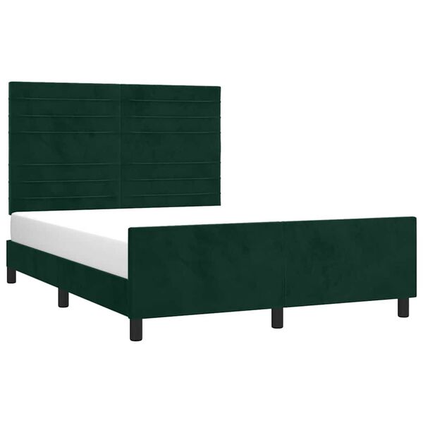 vidaXL Estructura cama sin colch&oacute;n terciopelo verde oscuro 140x200 cm