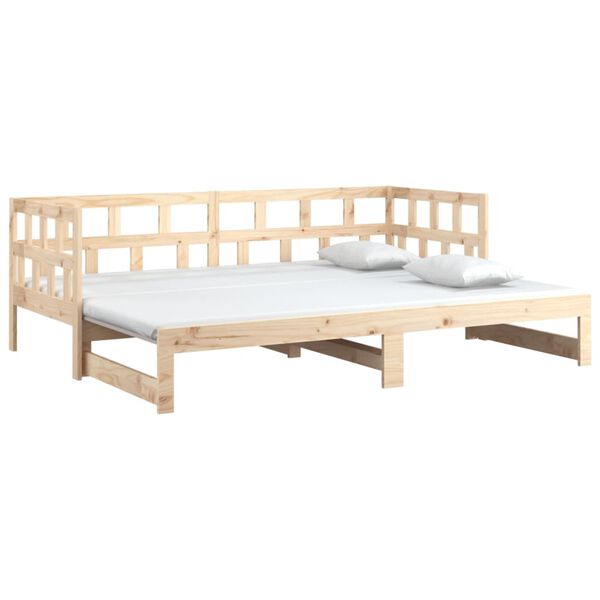 vidaXL Sof&aacute; cama extra&iacute;ble madera maciza de pino 2x(90x190) cm